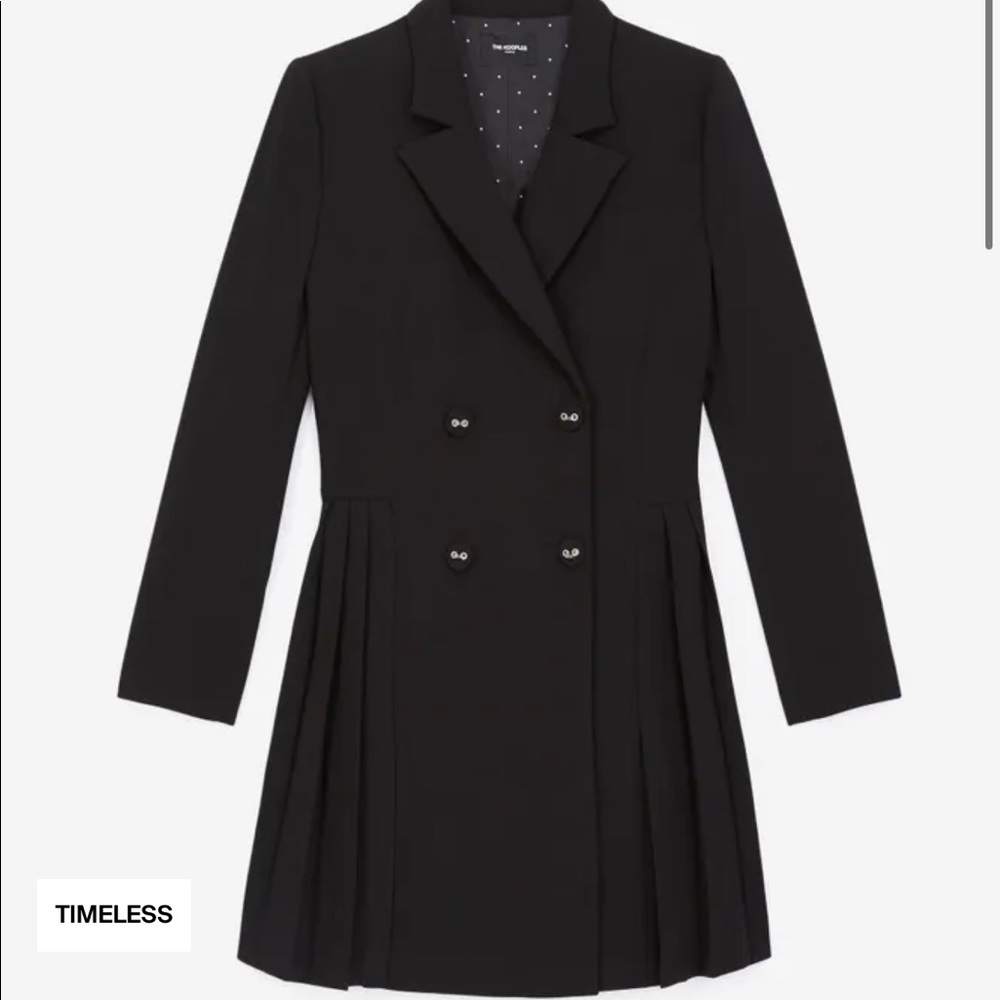 BLACK JACKET DRESS WITH PLEATING